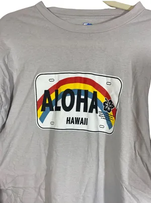 Aloha Hawaii License Plate Grey Short Sleeve T-Shirt thumbnail 3