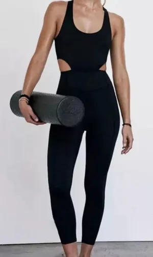 Free People Movement Women's Back It Up Jumpsuit‎ Black Size XS thumbnail 1
