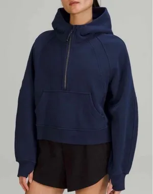 Lululemon half zip scuba hooded crop pullover night sea navy size Xl/xxl thumbnail 1