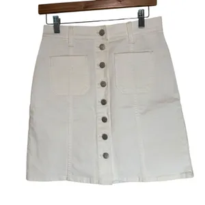 Madewell White Button‎ Front Denim Mini Skirt Size 26 thumbnail 2