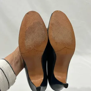 Vtg Jack Rogers 80’s Navy‎ Blue Leather Peep Toe Heels With Rosette Size 8 S thumbnail 4
