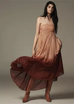 Anthropologie‎ Let Me Be Strapless Ombre Maxi Dress Size Large NWT thumbnail 1