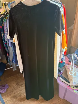 Talbots Black Velvet Short-Sleeve Maxi Dress XS thumbnail 4