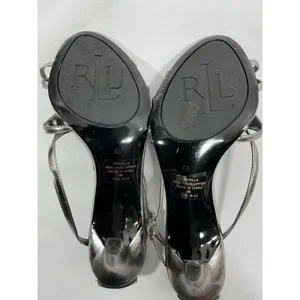 Womans New Lauren Ralph Lauren Abriella Strappy Stiletto Dress Sandals 8b Silver thumbnail 6