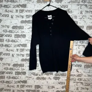 Aerie | women black knitted Henley sweater thumbnail 6