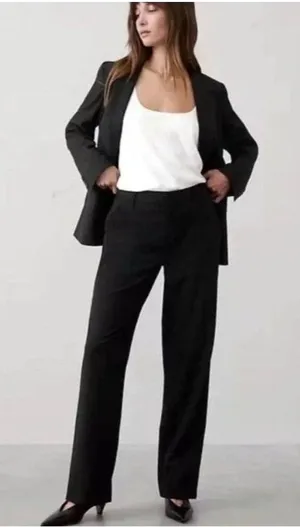 Banana Republic Women's Size 8 Jackson Fit Dress Pant Black Sexy Trouser Flare thumbnail 1