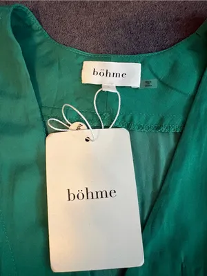 🆕 bohme V-Neck Kimono Style Satin Top Emerald Green Size S thumbnail 7