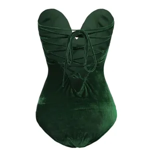 NWT Velvet Sweetheart Neck Strapless‎ Bodysuit Bustier Top Cross Back XXL thumbnail 4