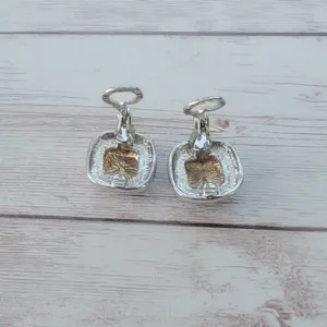 Vintage Clip On Earrings Silver Tone & Antique Gold Tone - Loose Clips thumbnail 4