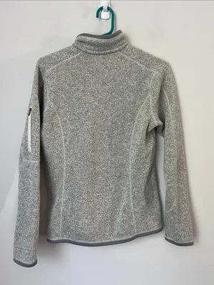 Patagonia Women’s Light Gray Quarter-Zip Fleece Pullover Sz Medium 💚 thumbnail 5