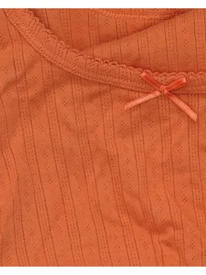 Old Navy Womens Babydoll Knit Bow Accent Shirt Top Orange L thumbnail 4
