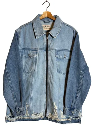 Free People We The Free Your Dad's Distressed Denim Jean Jacket Women's Medium thumbnail 6