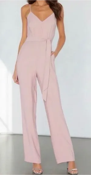 Lovers & Friends Revolve Jenny Wide-Leg Pink Jumpsuit Size XS thumbnail 1