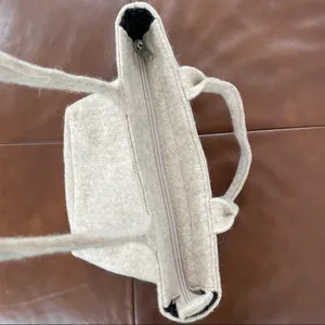 NWT Artisan Mongolian Woolcraft Quilt Square Tote Neutrals New thumbnail 7