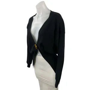 Commense Women's Black Gold Button Knit Long Sleeve Cardigan Sweater Top Size XS thumbnail 3