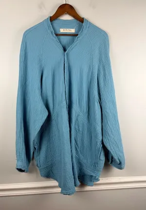 We The Free Summer Daydream gauze Button down in blue size large thumbnail 1