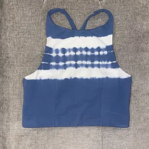 Aerie Offline Blue and White Tie Dye Longline Sports Bra thumbnail 3