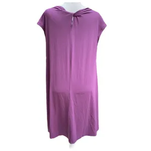 Eileen Fisher Twist Back Bateau Neck Purple Jersey Tunic Shift Midi Dress Sz M thumbnail 3