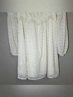 Storia Neutral Sheer V Neck Long Sleeve Cottagecore Mini Dress Women’s Medium thumbnail 6