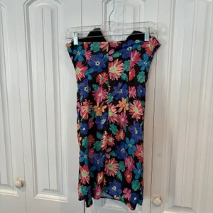 Dee Elly Black Floral Strapless Dress Size‎ Small thumbnail 2