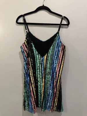 Show Me Your MuMu Vivian Colorful Sequin Vertical Striped Mini Dress thumbnail 7
