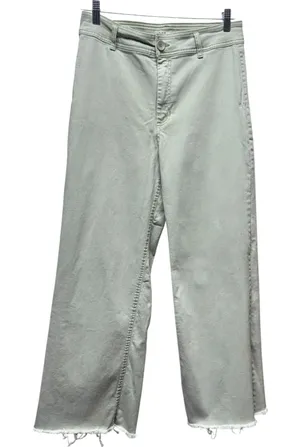 OAT New York High Rise Wide‎ Leg Raw Hem Jeans Women Sz 10/30 Sage Green thumbnail 1
