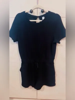 Spanx Airluxe Romper Black Size M Short Sleeve Lounge Athleisure thumbnail 3
