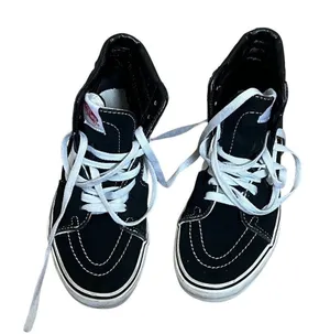 Vans Sk8-Hi High Top Skate Shoes Black White Lace Up Side Stripe Waffle thumbnail 1