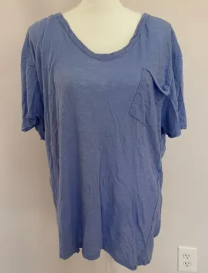 We the Free Periwinkle Blue Cotton and Linen Oversized Slouchy T-Shirt Size S thumbnail 1