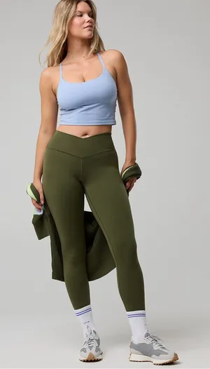 Aerie 7/8 Crossover Legging Large in Olive Green thumbnail 1