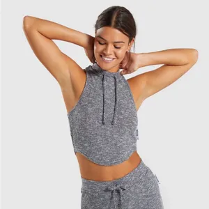 Gymshark Splounge Gray Ribbed Knit Racerback Crop Top Small thumbnail 1