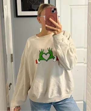 Handmade Vintage Grinch Christmas Crewneck thumbnail 1