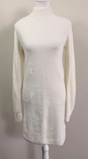 Abercrombie & Fitch Cream Ribbed Mock Neck Long Sleeve Sweater Dress XST NEW thumbnail 1