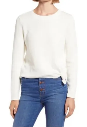 Madewell Texture & Thread Cream Jacquard‎ Knot Front Crew Neck Top thumbnail 1