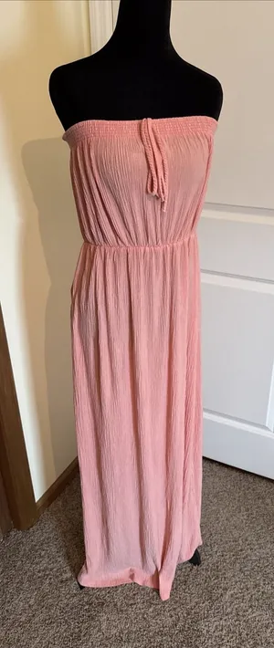 Ces Femme Coral Sleeveless‎ Maxi Dress Goddess Style Large Beach Resort Vacation thumbnail 1