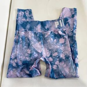 Pink Active Seamless Legging Size Large Tie Dye Purple & Blue thumbnail 1