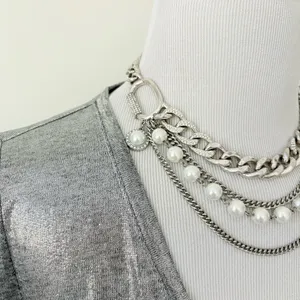 WHBM Silver V-Neck Women's Top Small thumbnail 6