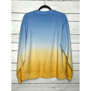 Moon Ryder Small Corded Crewneck Sweatshirt Blue Yellow Cotton Long Sleeve thumbnail 8