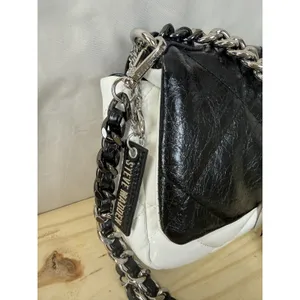 Steve Madden Women’s Shoulder Bag Old Money Preppy Crossbody Black White thumbnail 6