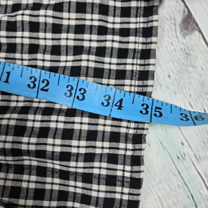LOFT Womens Black Cream Plaid Tiered Shirt Dress Size M‎ Long Sleeve Gingham thumbnail 8