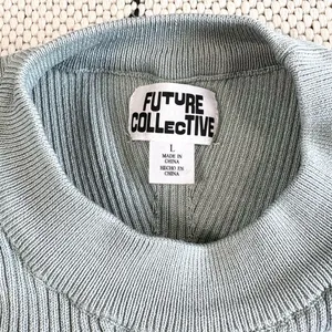 Future Collective Ribbed Knit Flare Sleeve Sweater in Sage Green Large thumbnail 6