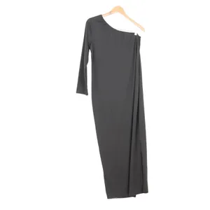 Black One Shoulder Maxi Dress Long Sleeve Side Slit Minimalist Medium thumbnail 5