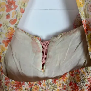 Free People Mabel Floral Printed Balloon Sleeve Peasant Top in Spring Combo M thumbnail 6