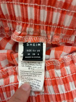 SHEIN Gingham Shorts Orange Size M thumbnail 3