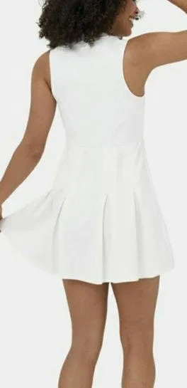 Halara V Neck Sleeveless Side Zipper Pleated Mini Golf Dress White S thumbnail 2
