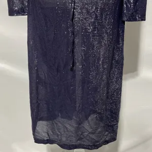 & Other Stories Sheer Metallic Long Sleeve Midi Wrap Dress Navy Blue Size 2 thumbnail 13