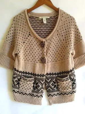 American Rag L Black Tan Crop Sweater thumbnail 1