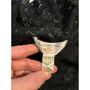 Nordstrom Intimates Tank Top Floral Lace Trim Black Cotton Cami Large thumbnail 5