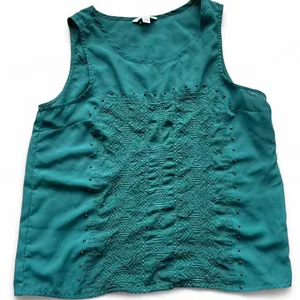 ✨ Indie Vibe ✨ American Eagle Green Beaded Tank Top thumbnail 1