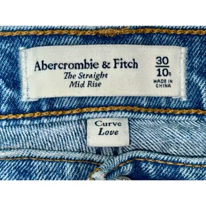 Abercrombie & Fitch Curve Love The Straight Mid Rise Blue Denim Jeans Size 30 10 thumbnail 3